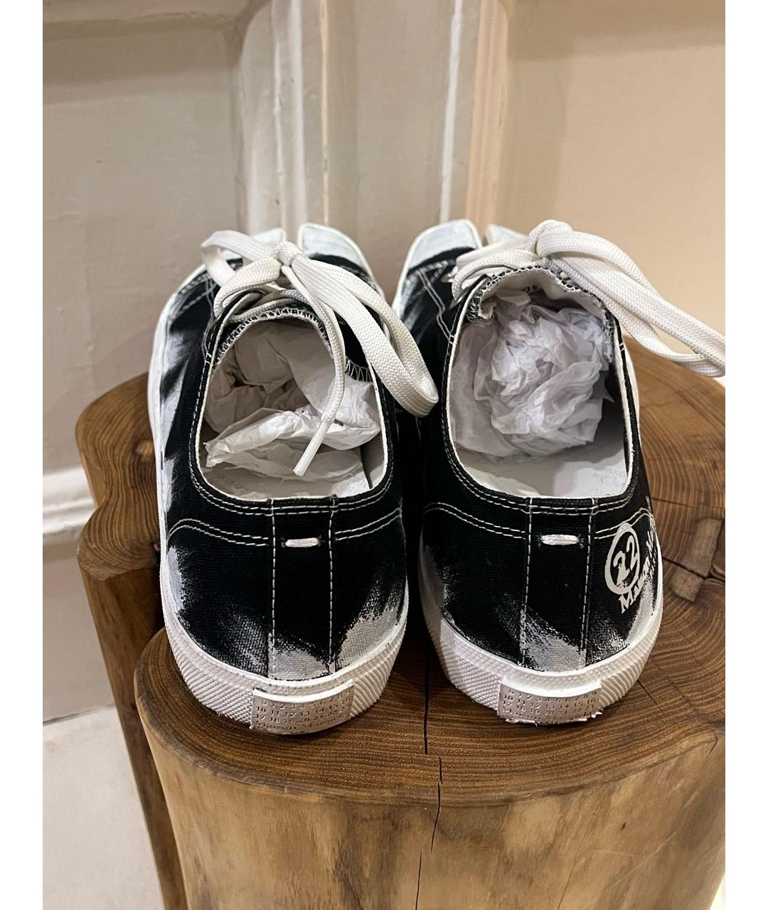 MAISON MARGIELA Черные текстильные низкие кроссовки / кеды, фото 4