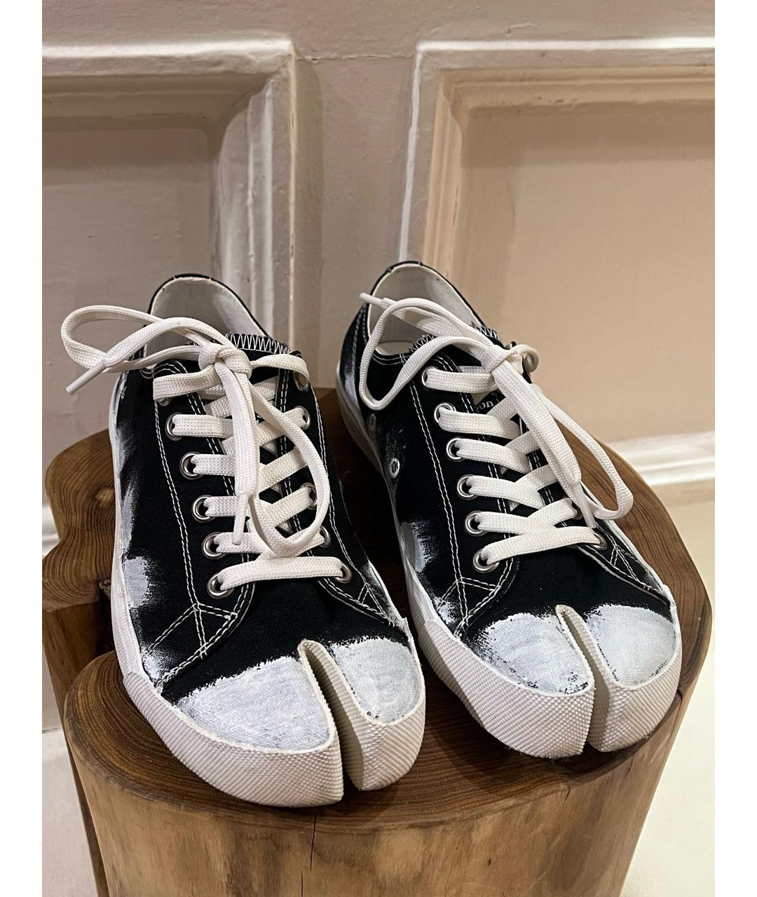 MAISON MARGIELA Черные текстильные низкие кроссовки / кеды, фото 2