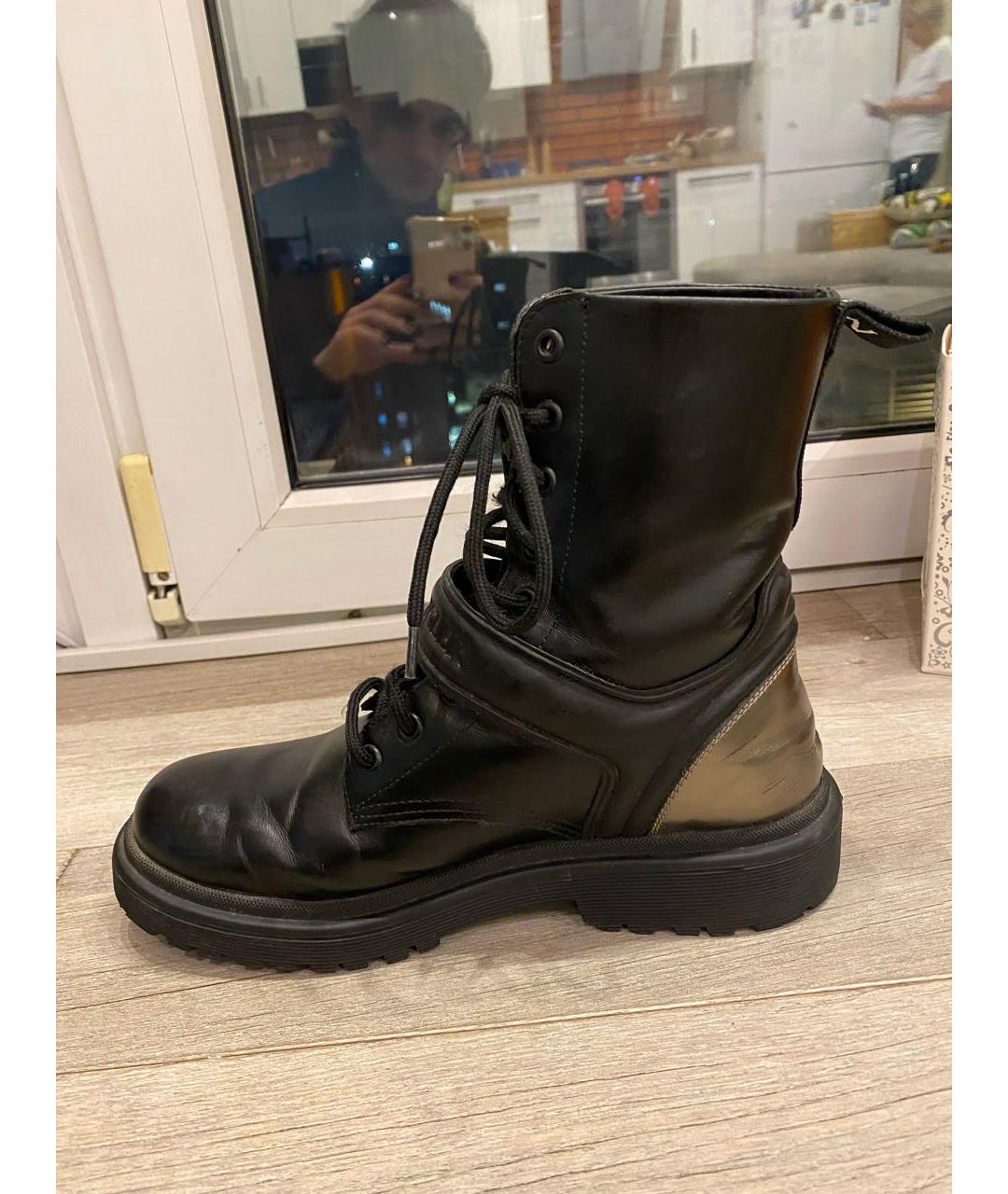 MONCLER Черные кожаные ботинки, фото 5