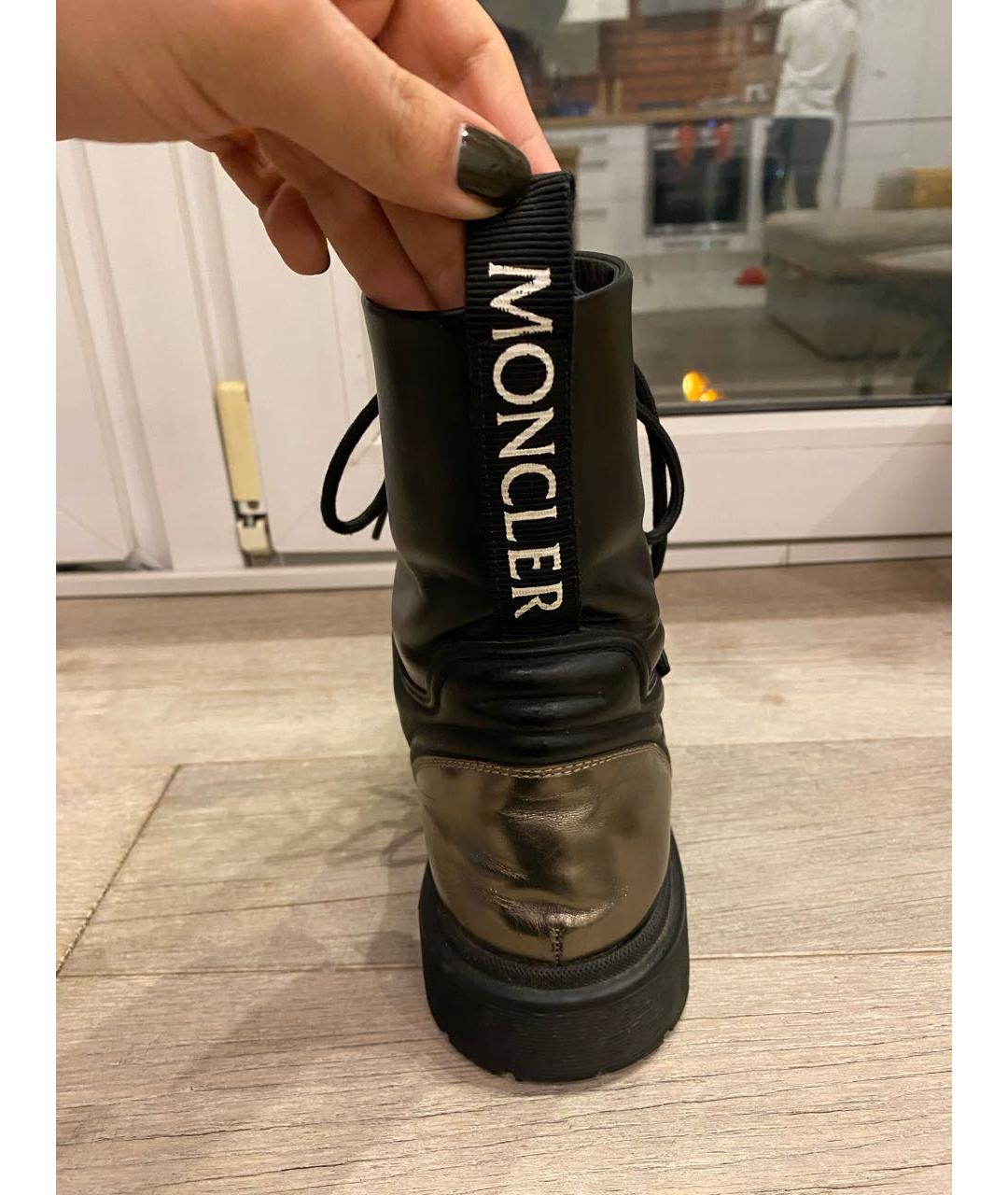 MONCLER Черные кожаные ботинки, фото 4