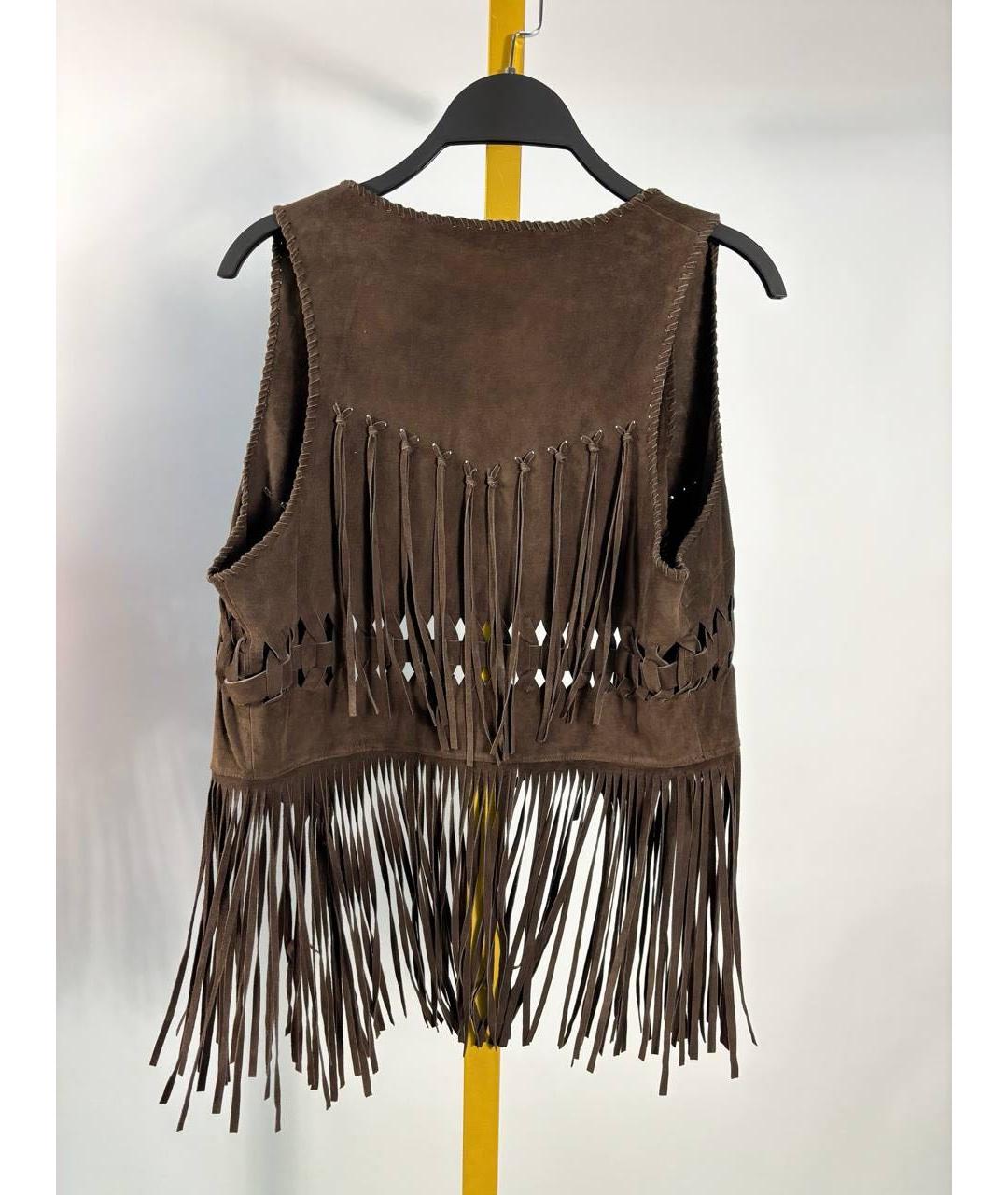 SIMONETTA RAVIZZA Коричневый замшевый жилет, фото 2