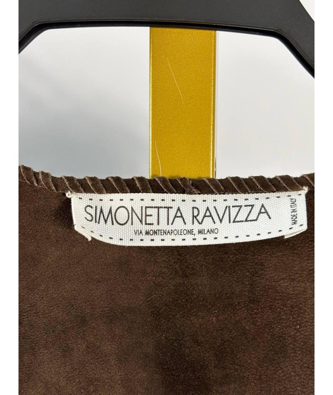 SIMONETTA RAVIZZA Коричневый замшевый жилет, фото 3
