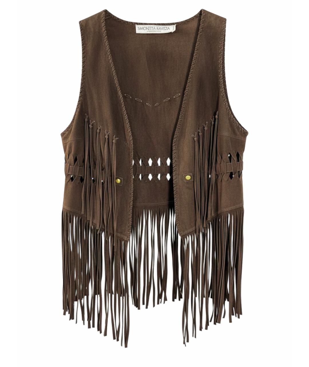 SIMONETTA RAVIZZA Коричневый замшевый жилет, фото 1