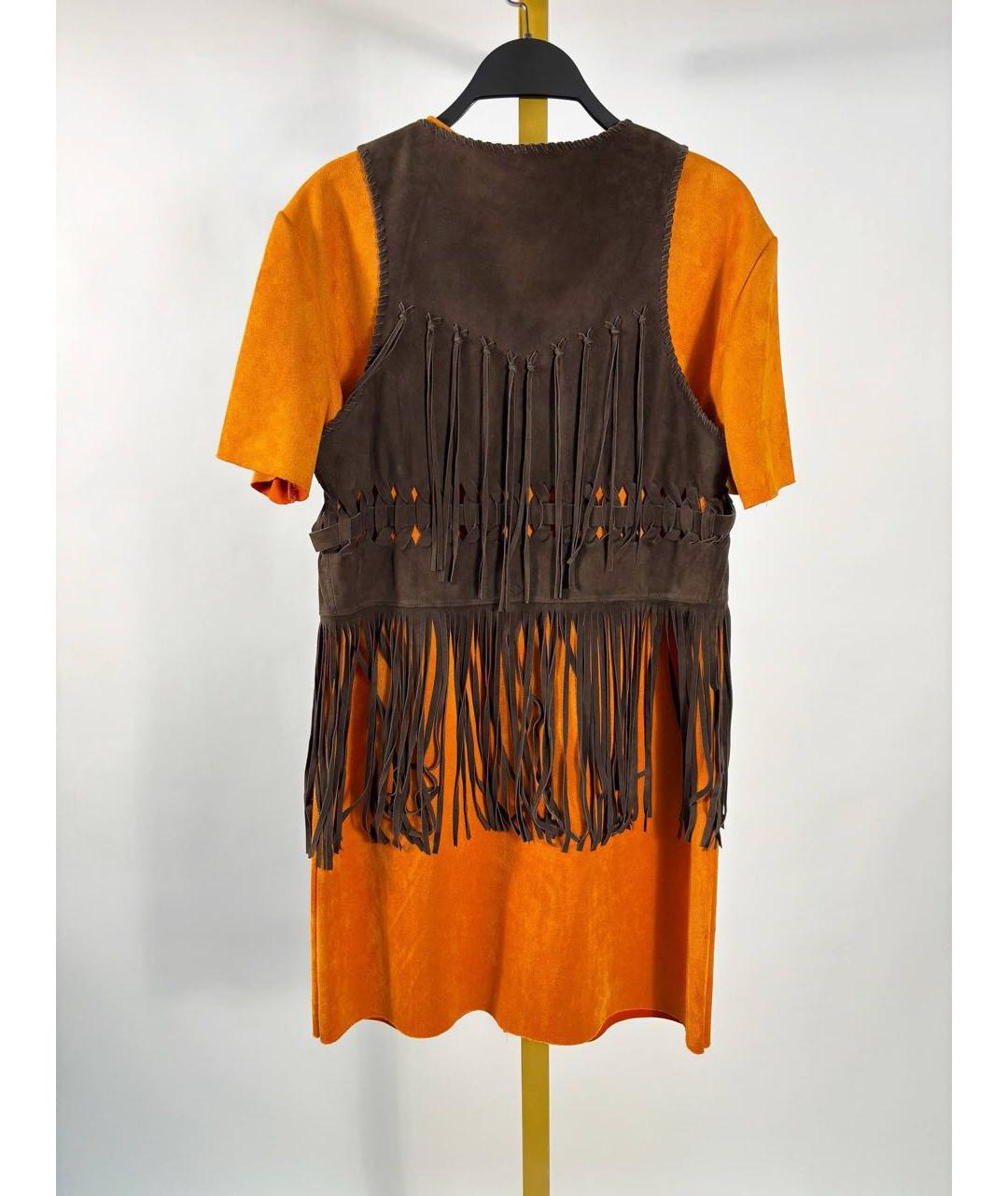 SIMONETTA RAVIZZA Коричневый замшевый жилет, фото 4