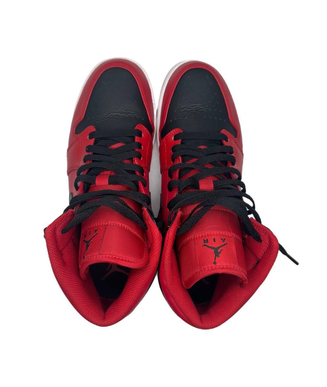 JORDAN Красные высокие кроссовки / кеды из искусственной кожи, фото 3