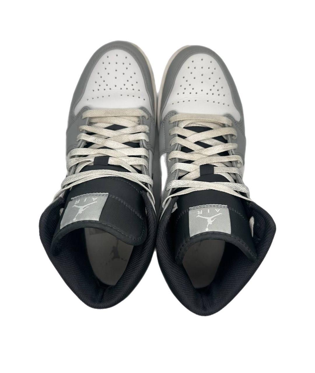 JORDAN Серые высокие кроссовки / кеды из искусственной кожи, фото 3