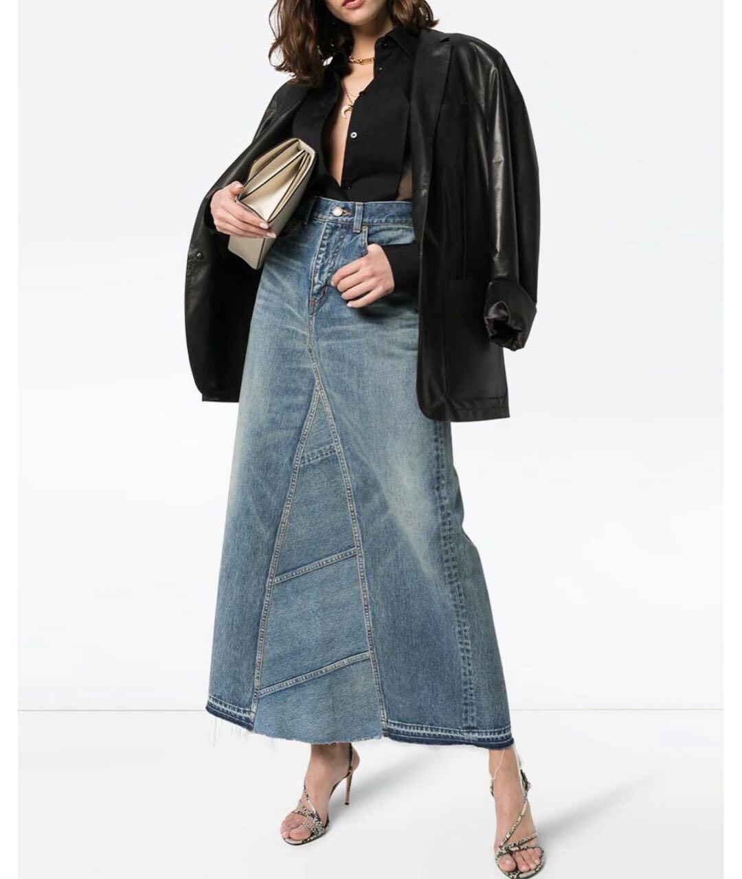 SAINT LAURENT Синяя деним юбка макси, фото 2