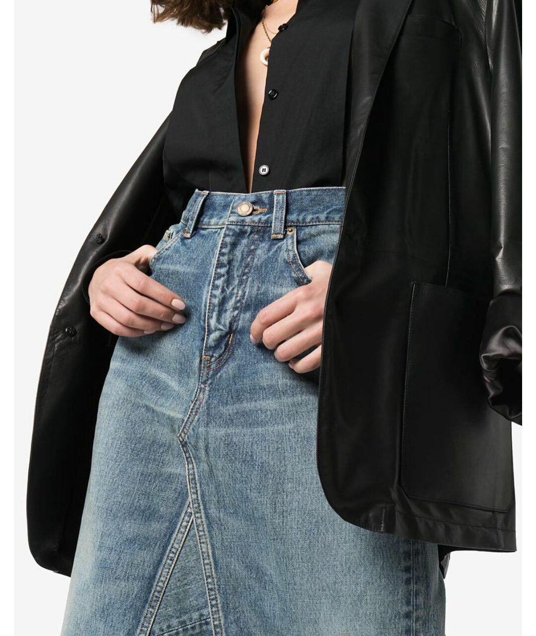 SAINT LAURENT Синяя деним юбка макси, фото 3