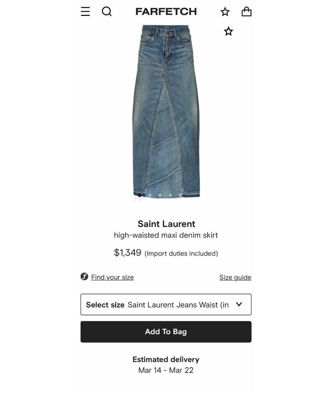 SAINT LAURENT Синяя деним юбка макси, фото 6