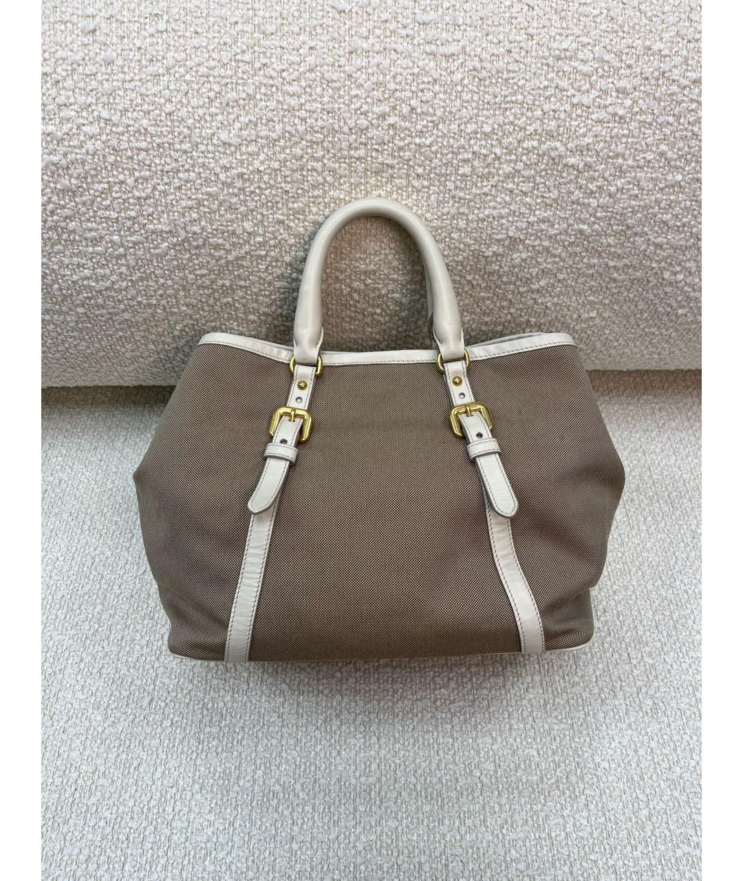 PRADA Бежевая деним сумка с короткими ручками, фото 3