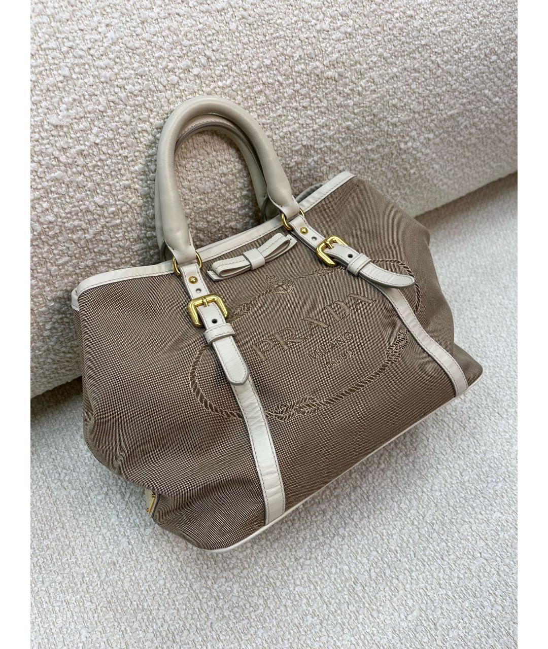 PRADA Бежевая деним сумка с короткими ручками, фото 2