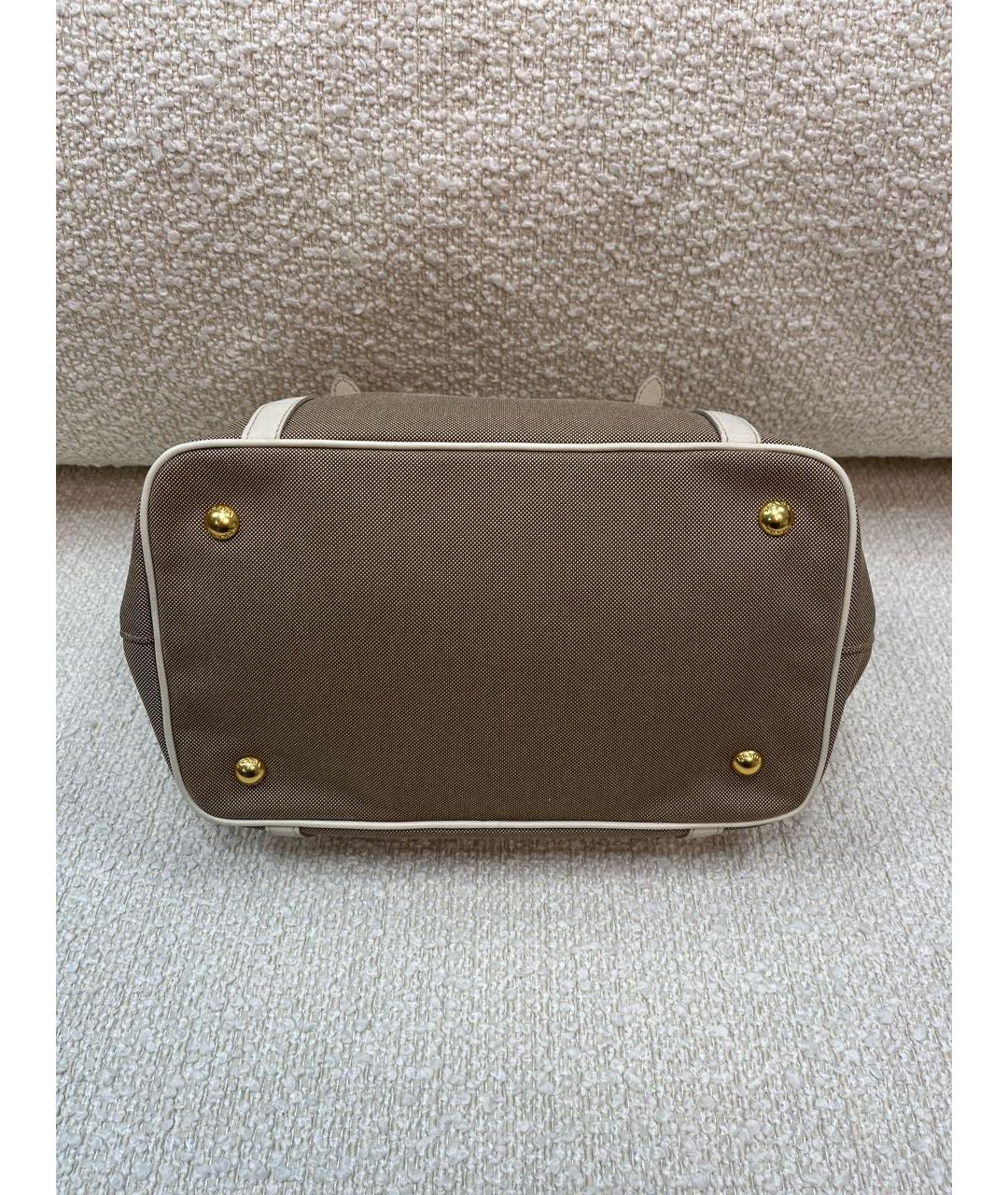 PRADA Бежевая деним сумка с короткими ручками, фото 8