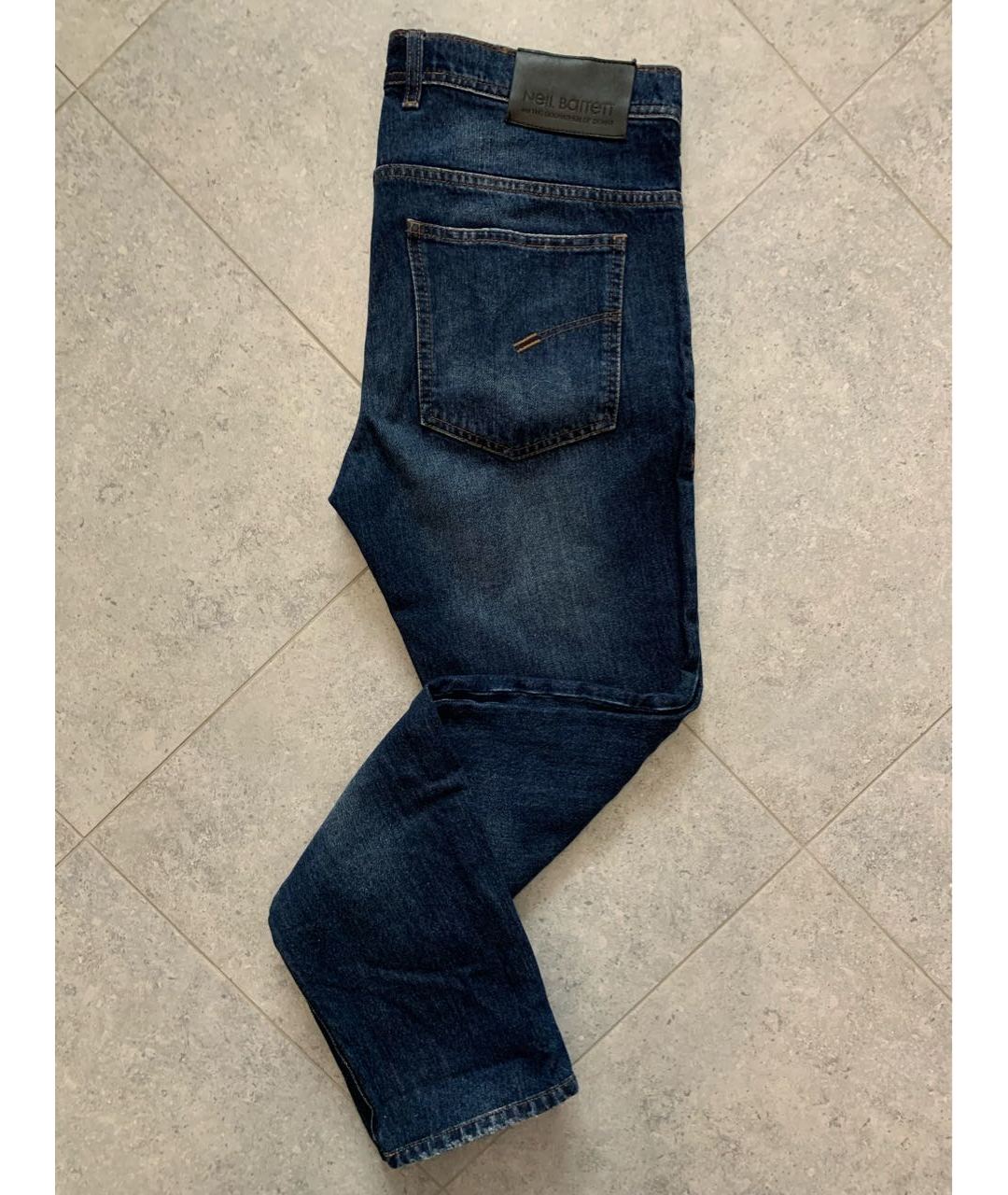 NEIL BARRETT Синие хлопковые прямые джинсы, фото 2