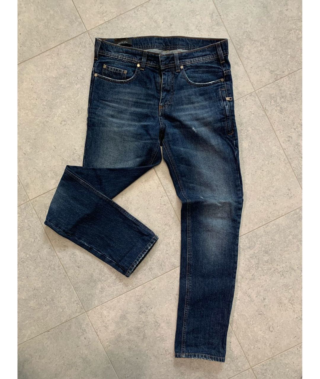 NEIL BARRETT Синие хлопковые прямые джинсы, фото 3