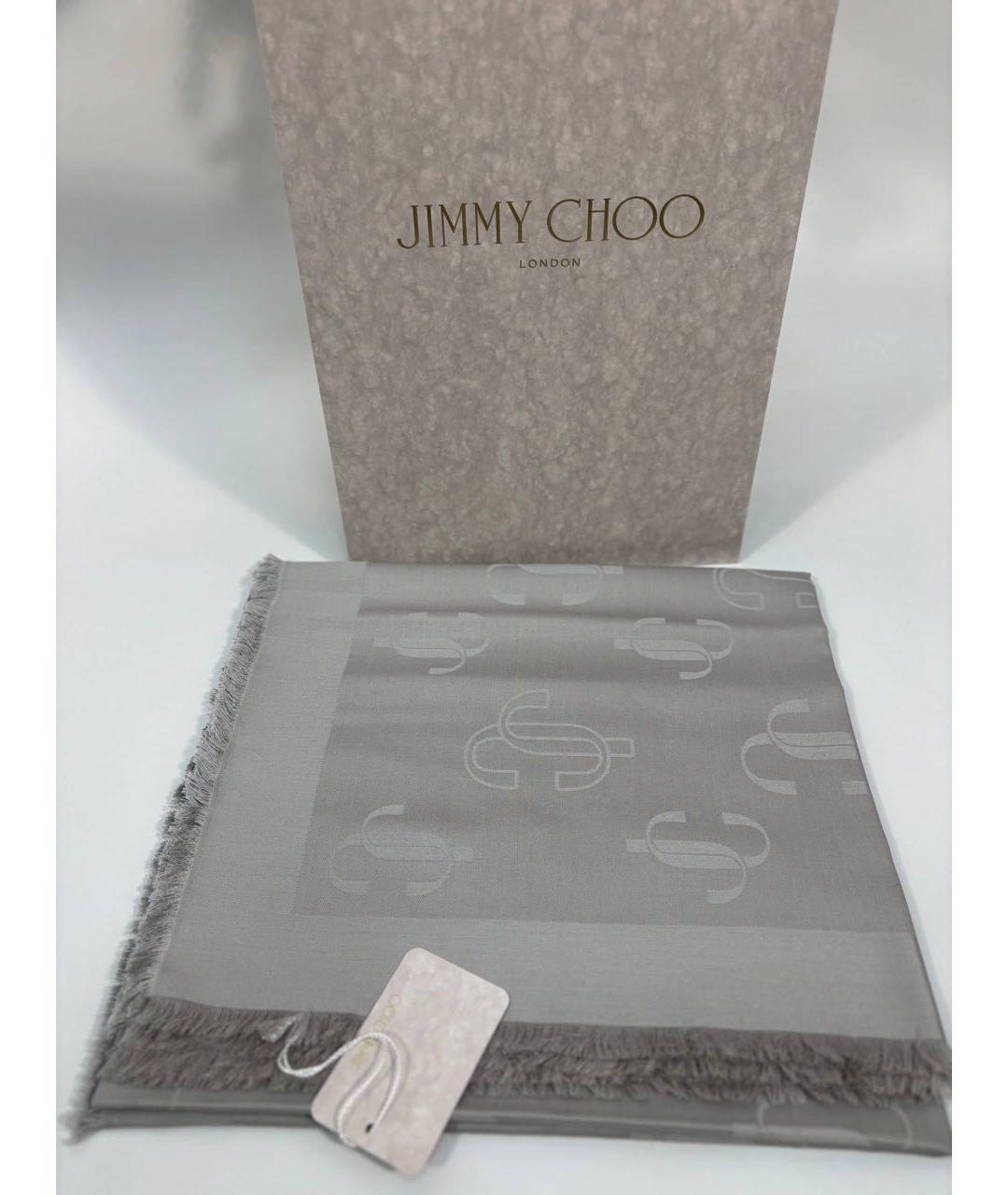 JIMMY CHOO Серый шерстяной платок, фото 9