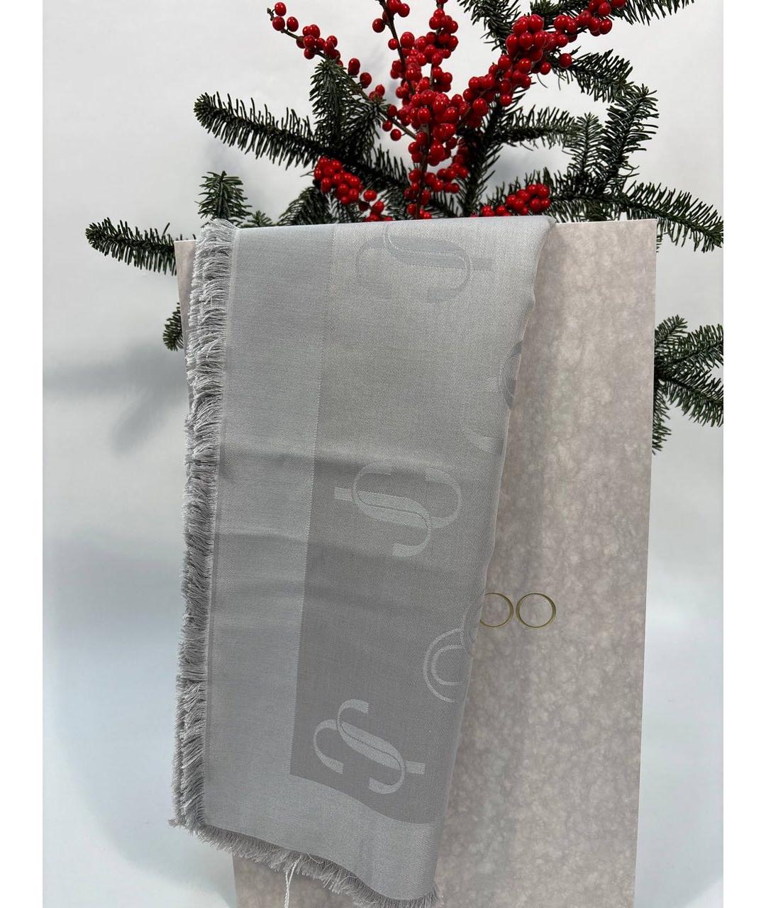 JIMMY CHOO Серый шерстяной платок, фото 6