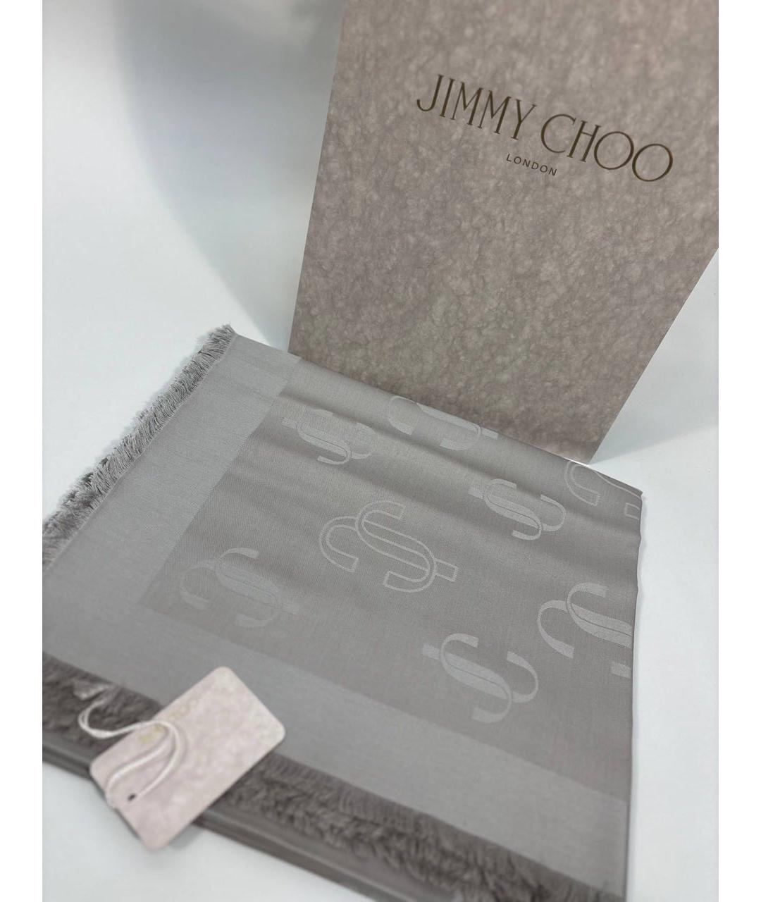 JIMMY CHOO Серый шерстяной платок, фото 2