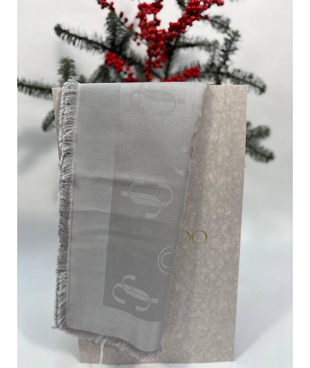 JIMMY CHOO Серый шерстяной платок, фото 4