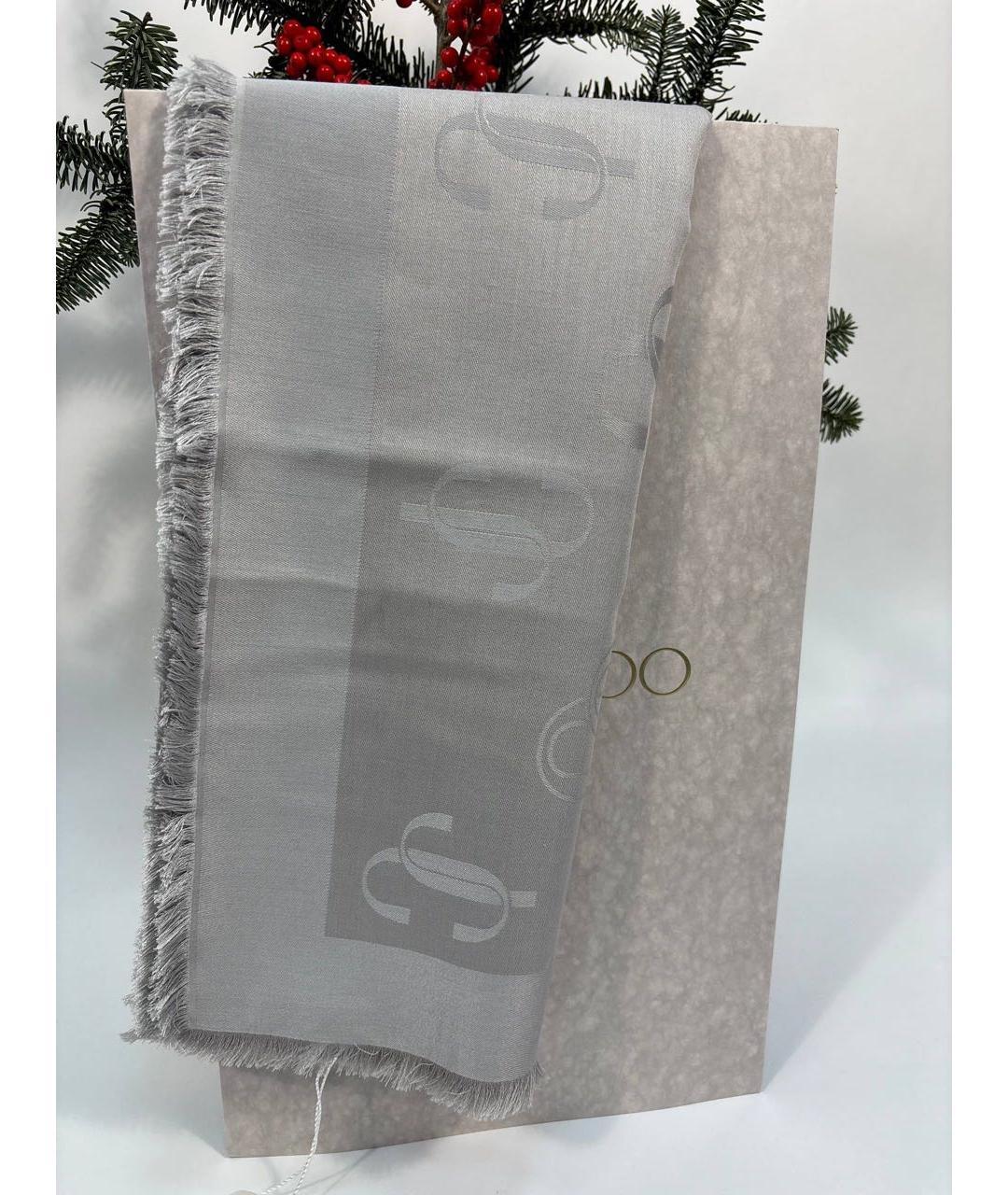 JIMMY CHOO Серый шерстяной платок, фото 8