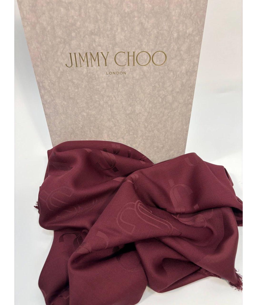 JIMMY CHOO Бордовый шерстяной платок, фото 8