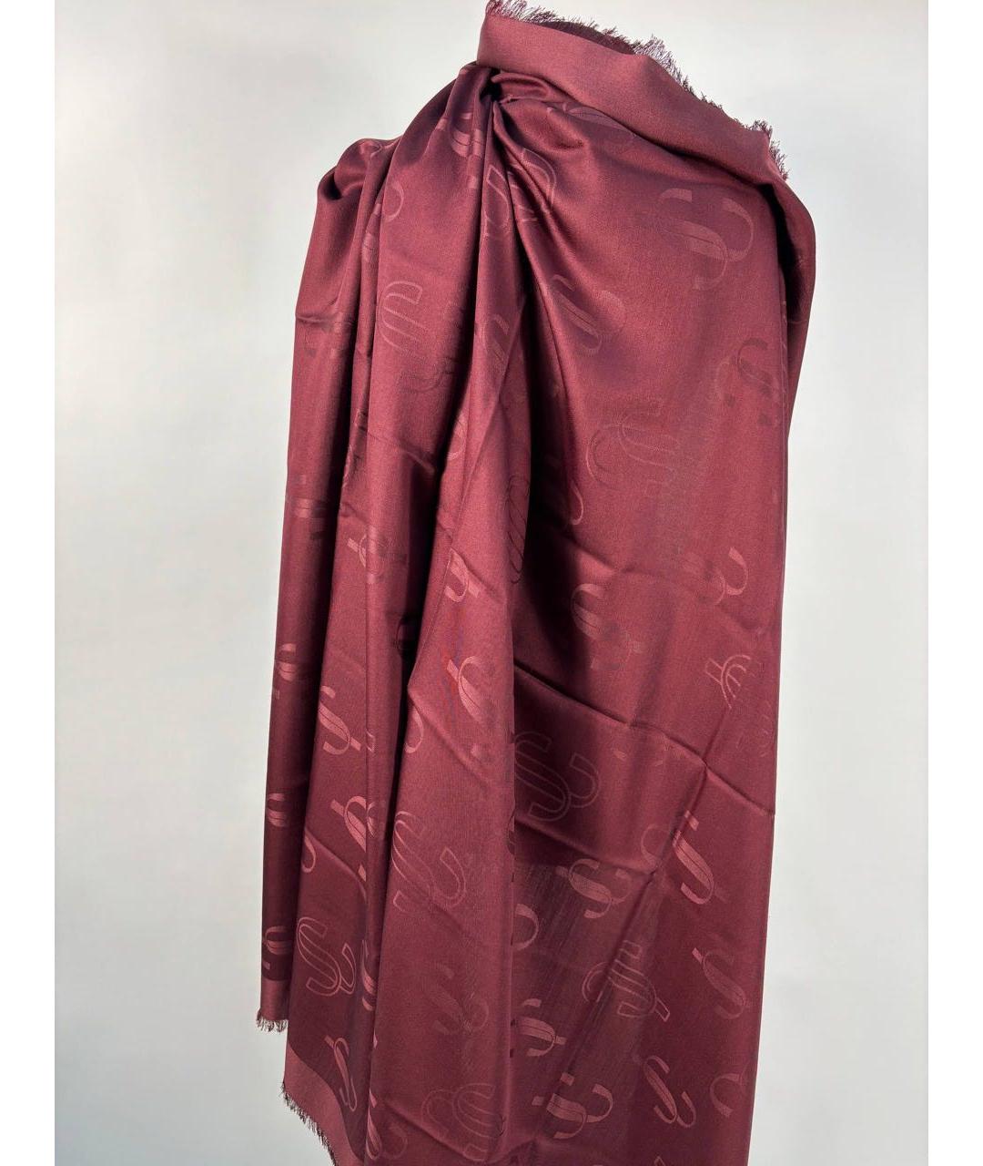 JIMMY CHOO Бордовый шерстяной платок, фото 4