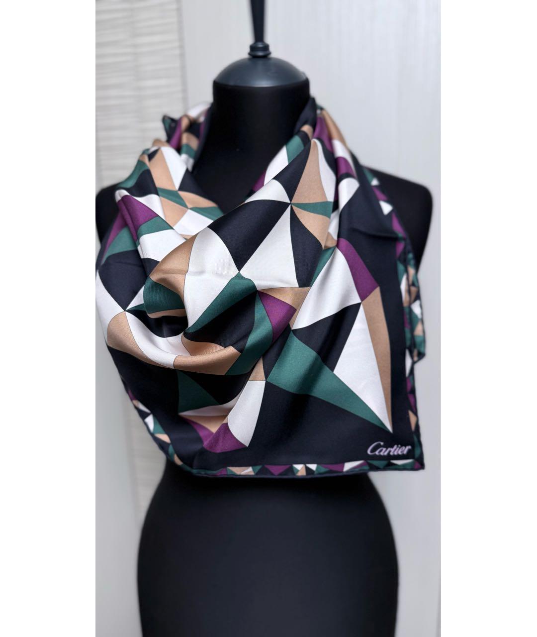 CARTIER Мульти шелковый платок, фото 7