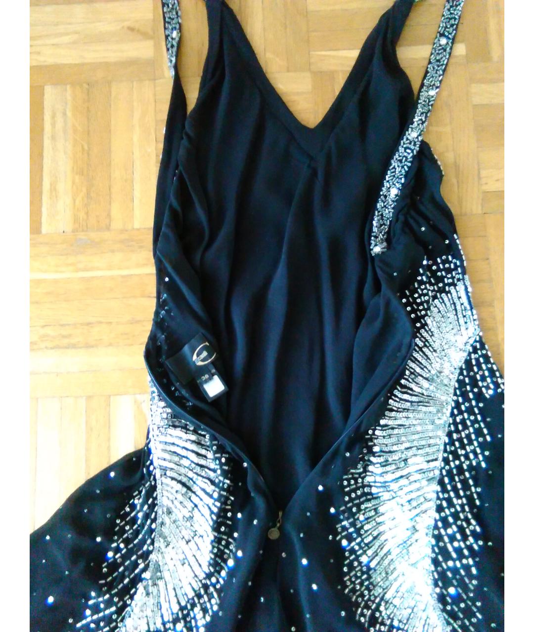 JUST CAVALLI Черное шелковое коктейльное платье, фото 6