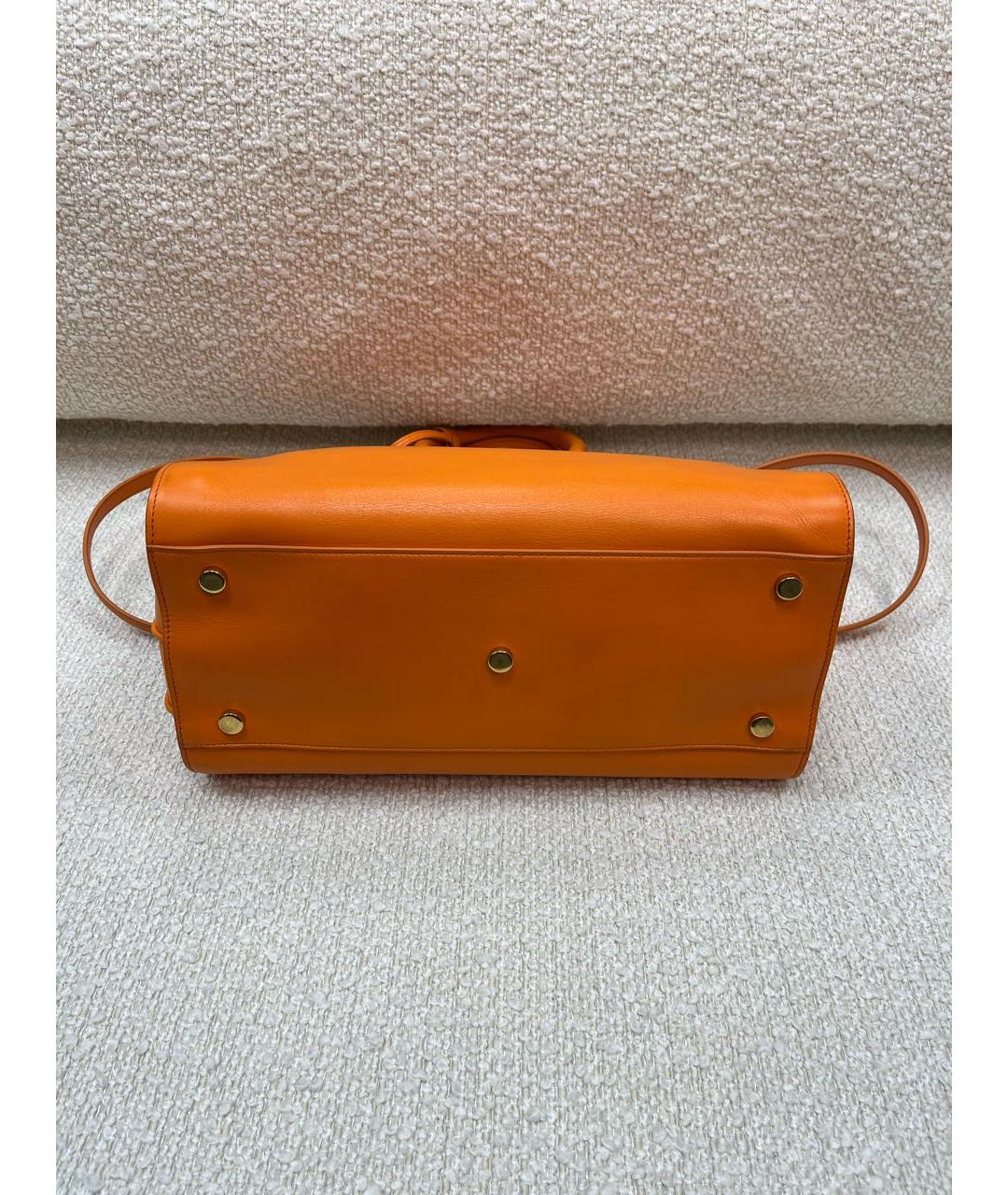 SAINT LAURENT Оранжевая кожаная сумка с короткими ручками, фото 6