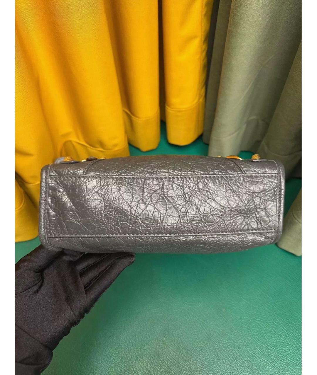 BALENCIAGA Серая кожаная сумка с короткими ручками, фото 6