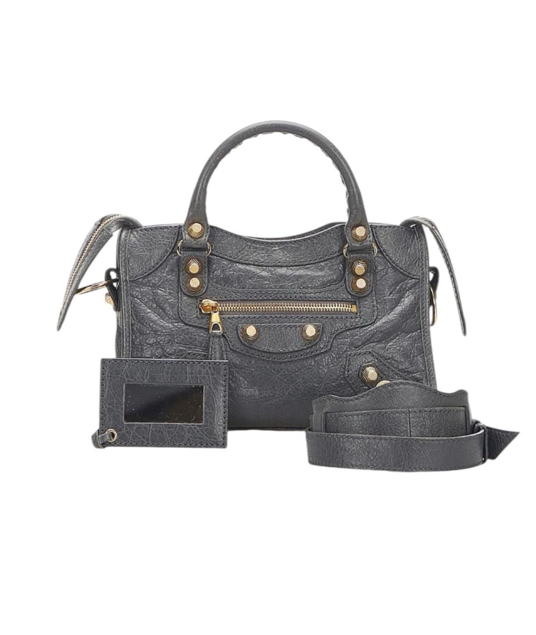 BALENCIAGA Серая кожаная сумка с короткими ручками, фото 1