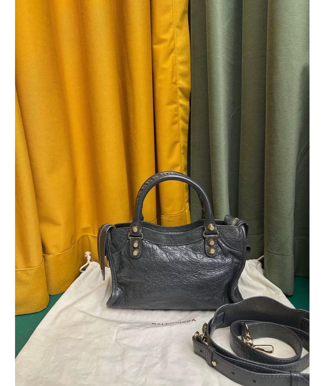 BALENCIAGA Серая кожаная сумка с короткими ручками, фото 3