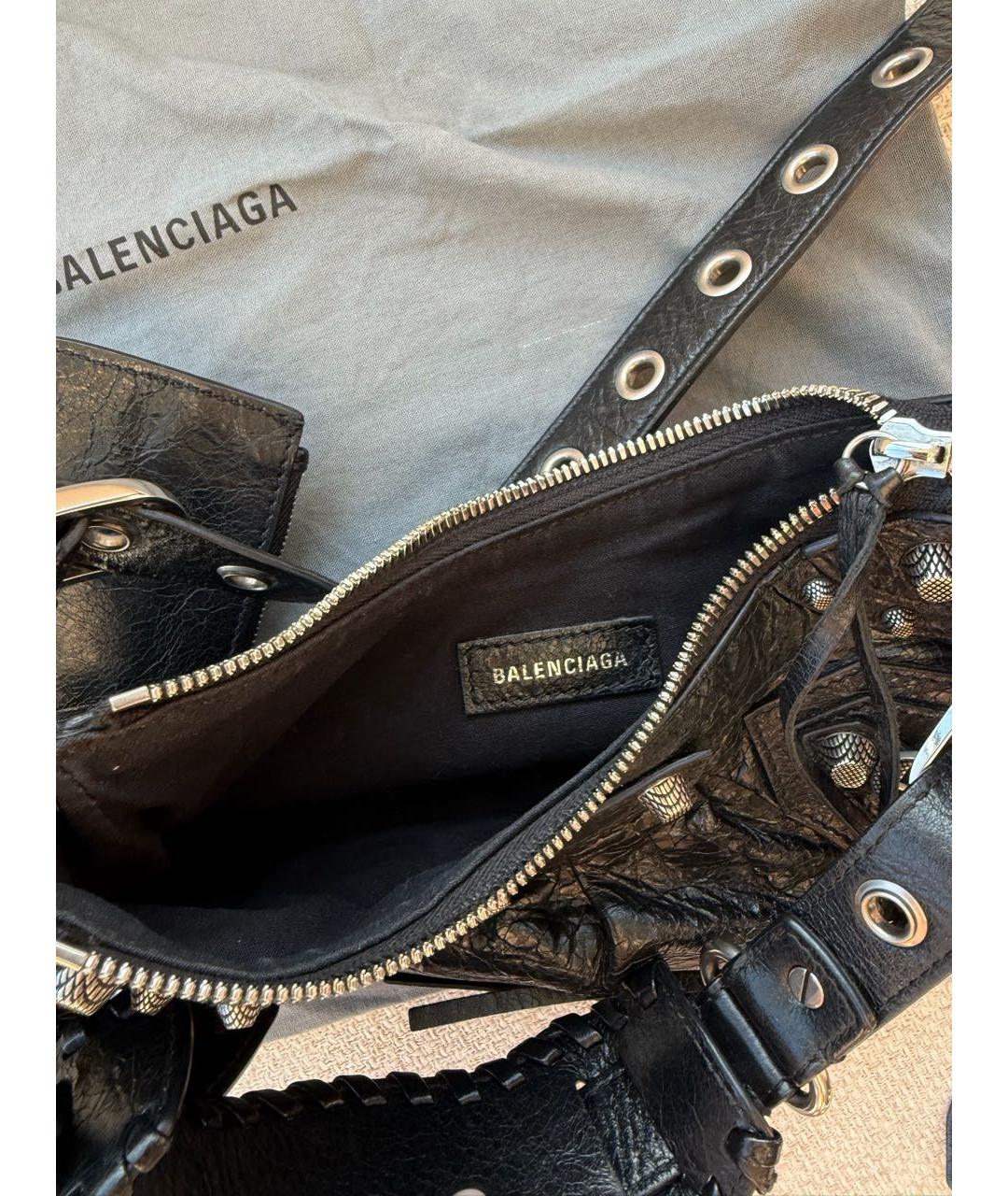 BALENCIAGA Черная кожаная сумка через плечо, фото 4