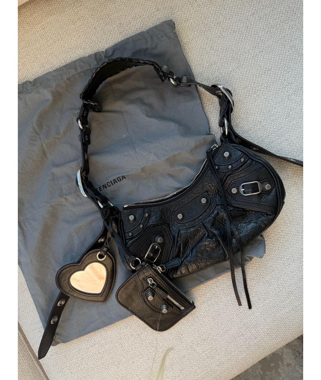 BALENCIAGA Черная кожаная сумка через плечо, фото 5