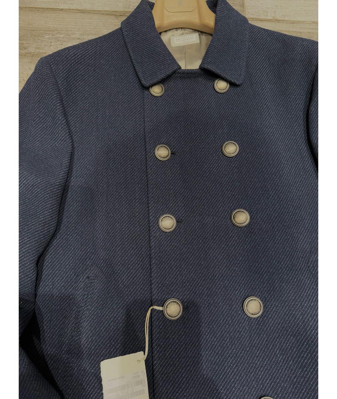 BRUNELLO CUCINELLI Темно-синее шерстяное пальто, фото 3