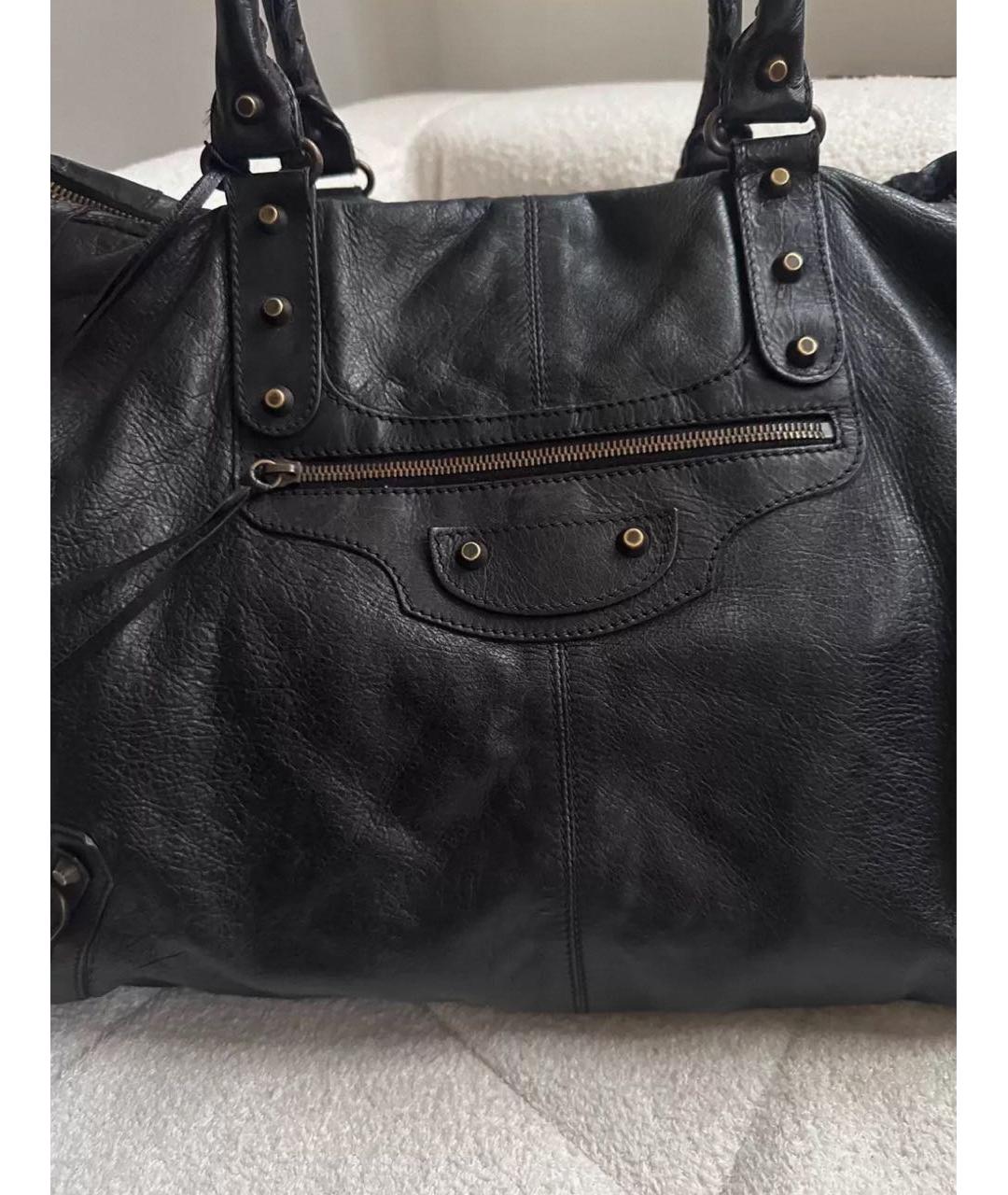 BALENCIAGA Черная кожаная сумка с короткими ручками, фото 3