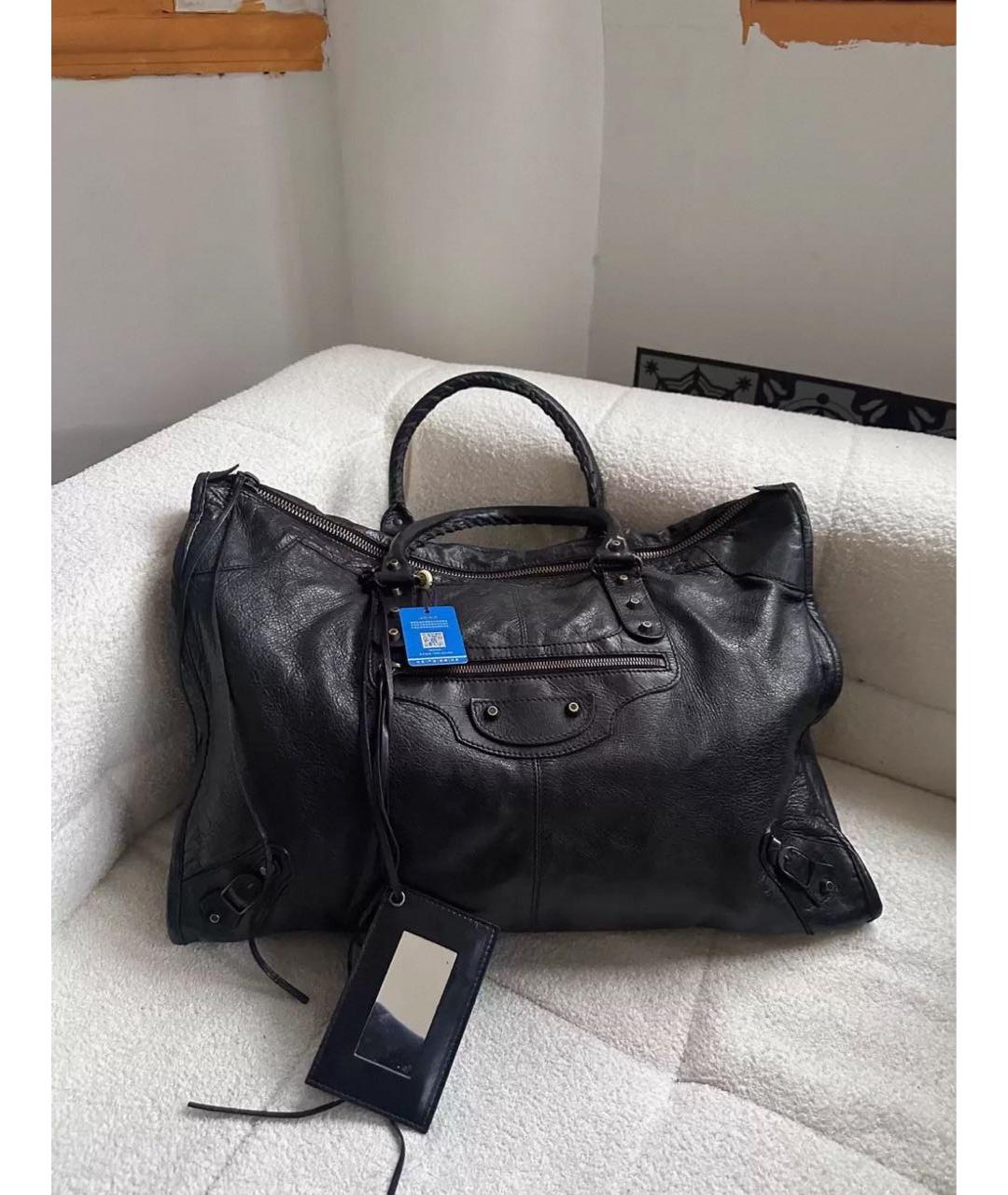 BALENCIAGA Черная кожаная сумка с короткими ручками, фото 2