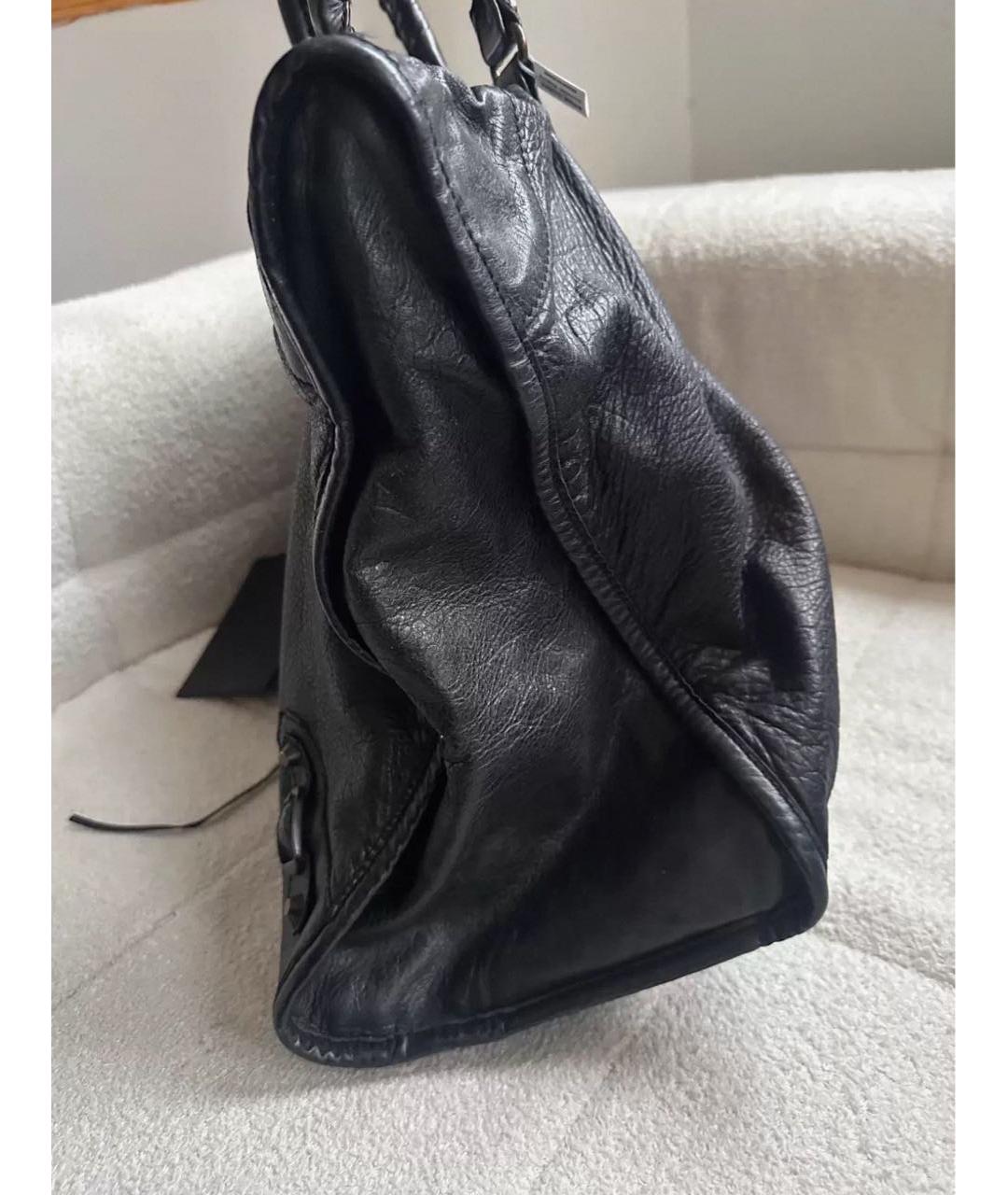 BALENCIAGA Черная кожаная сумка с короткими ручками, фото 7