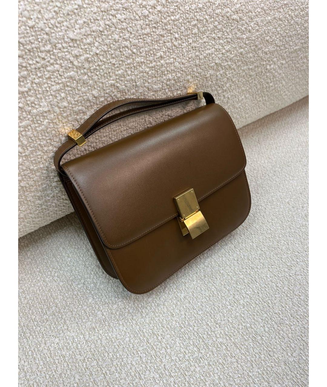 CELINE Коричневая кожаная сумка через плечо, фото 2