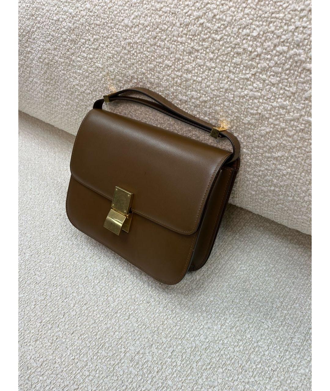 CELINE Коричневая кожаная сумка через плечо, фото 5