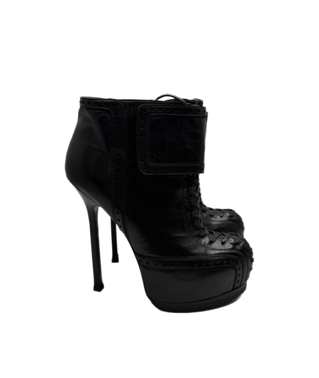 SAINT LAURENT Черные кожаные туфли, фото 1