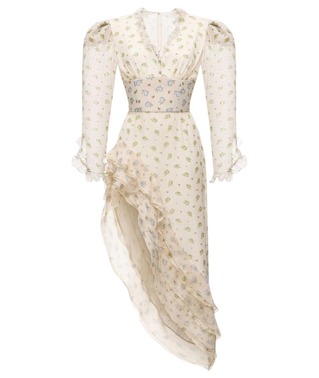 ULYANA SERGEENKO Бежевое шелковое вечернее платье, фото 1