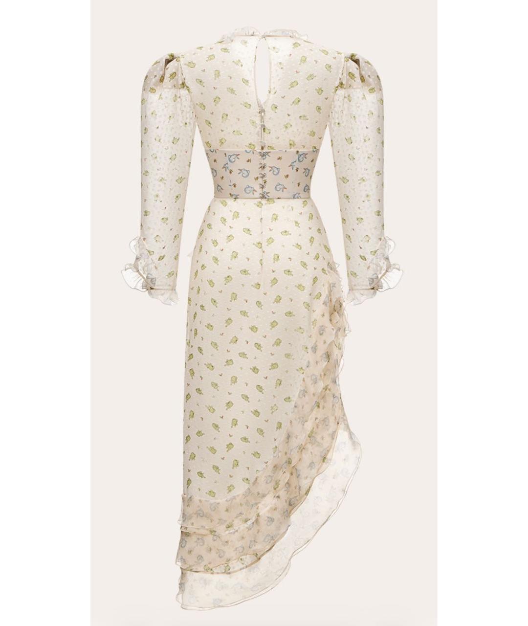 ULYANA SERGEENKO Бежевое шелковое вечернее платье, фото 2