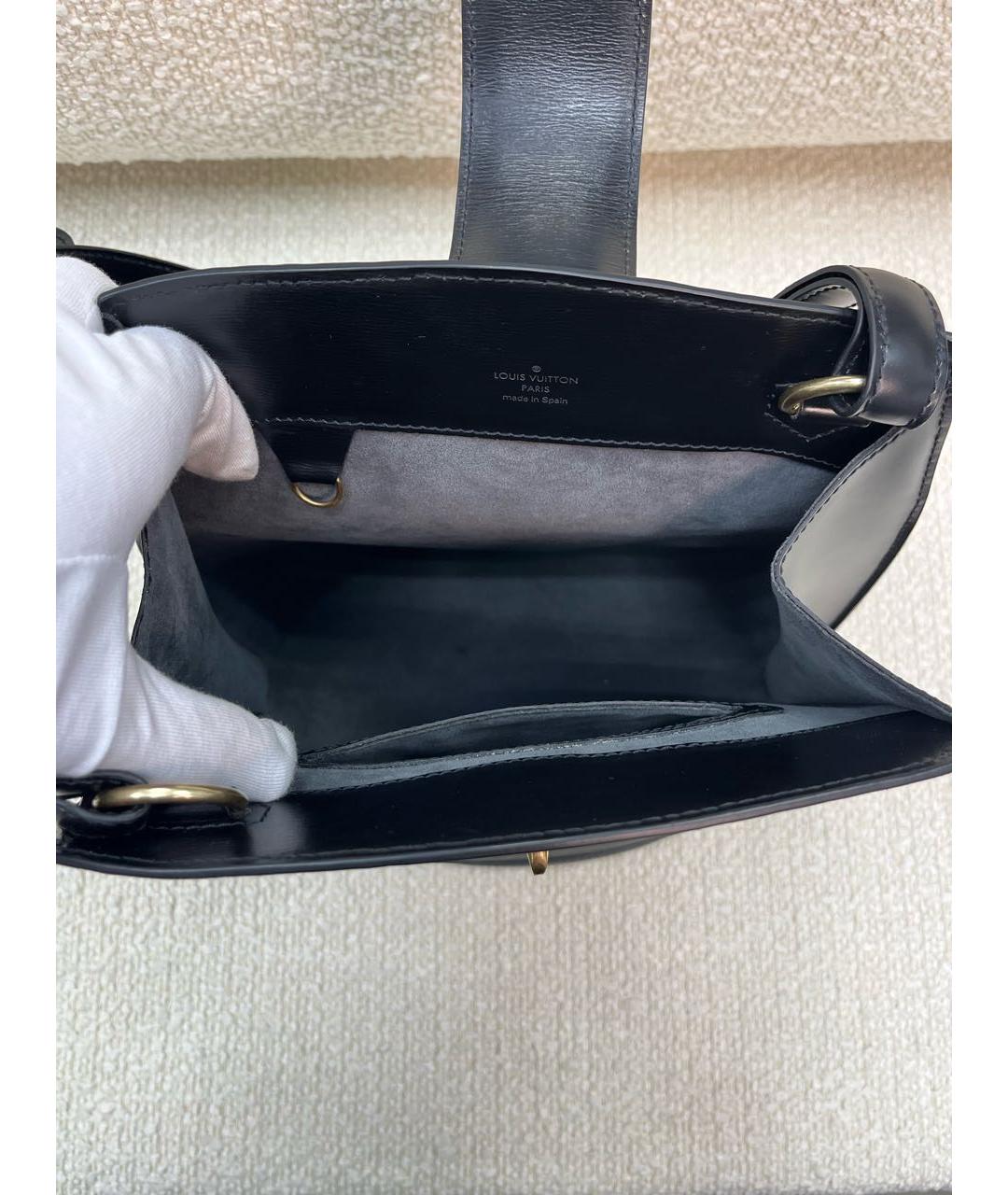 LOUIS VUITTON Черная кожаная сумка через плечо, фото 4