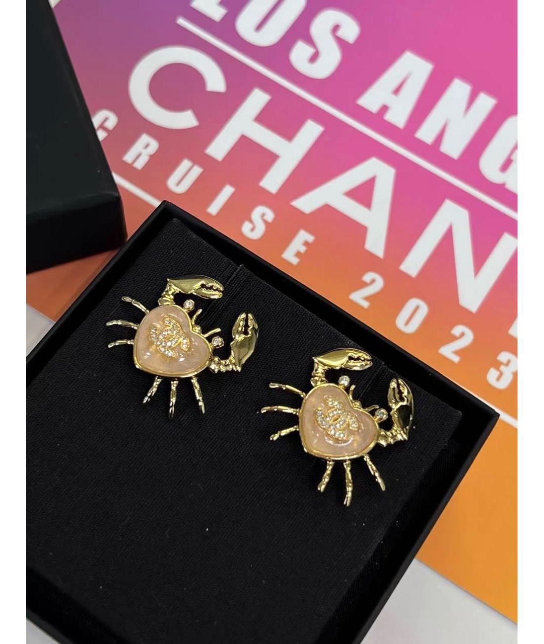 CHANEL Золотые металлические серьги, фото 2