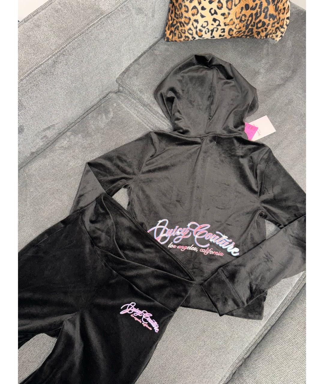 JUICY COUTURE Черный велюровый костюм с брюками, фото 6