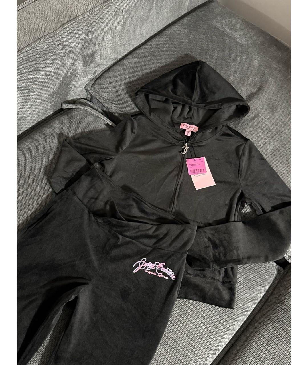 JUICY COUTURE Черный велюровый костюм с брюками, фото 3