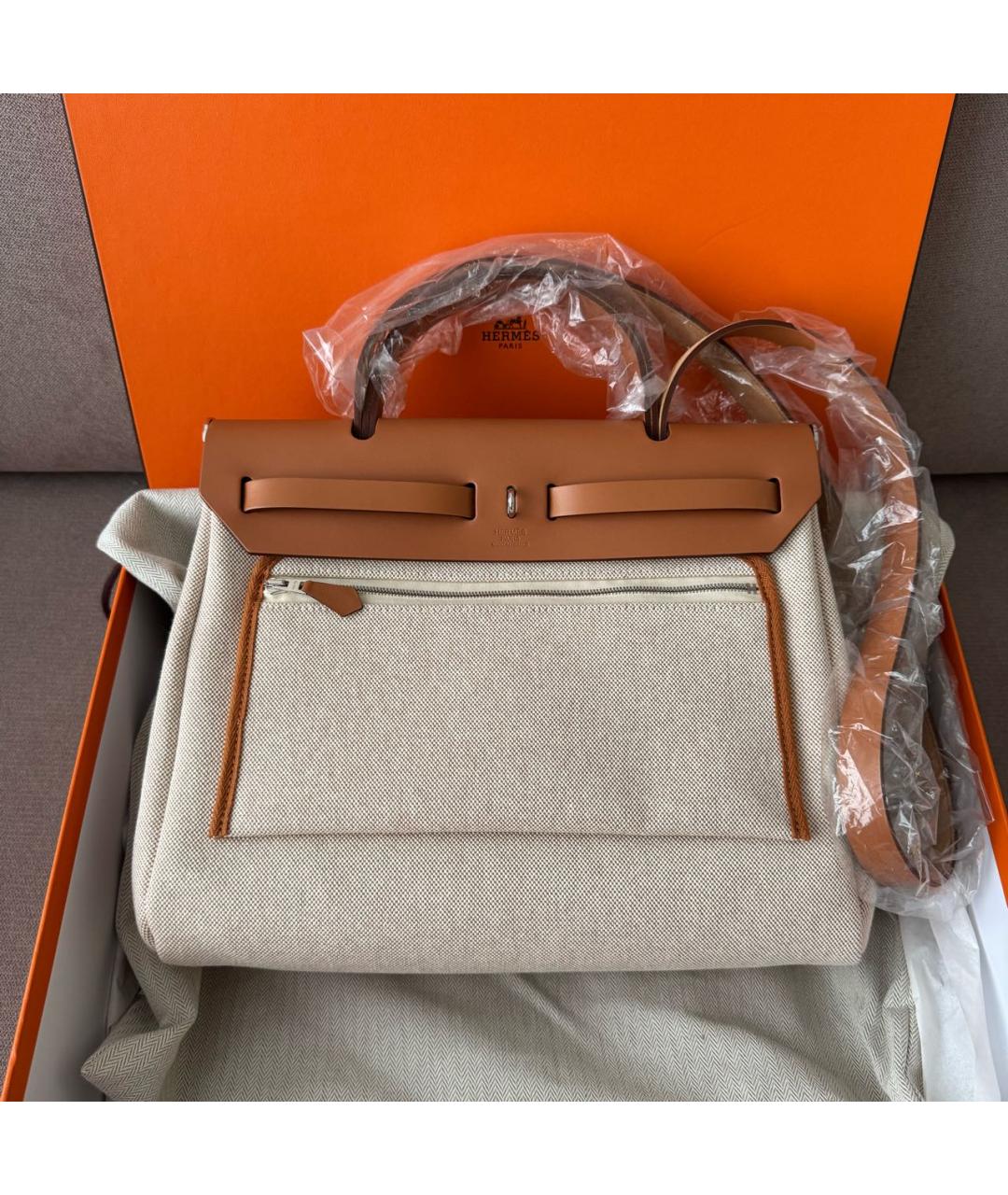 HERMES Бежевая кожаная сумка через плечо, фото 3