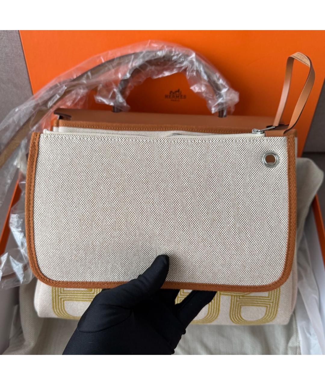 HERMES Бежевая кожаная сумка через плечо, фото 5