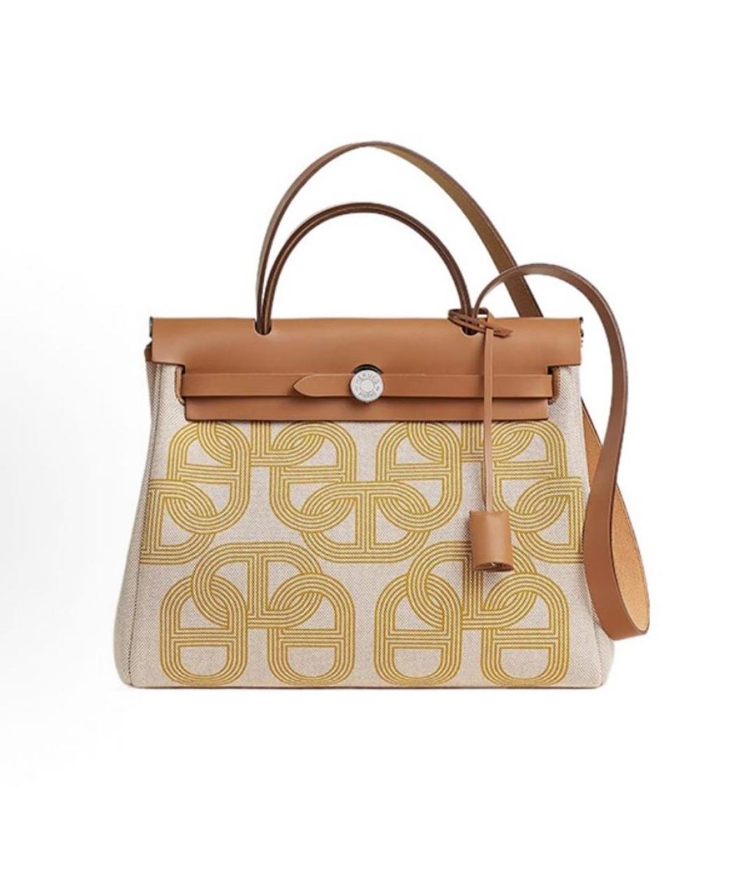 HERMES Бежевая кожаная сумка через плечо, фото 8