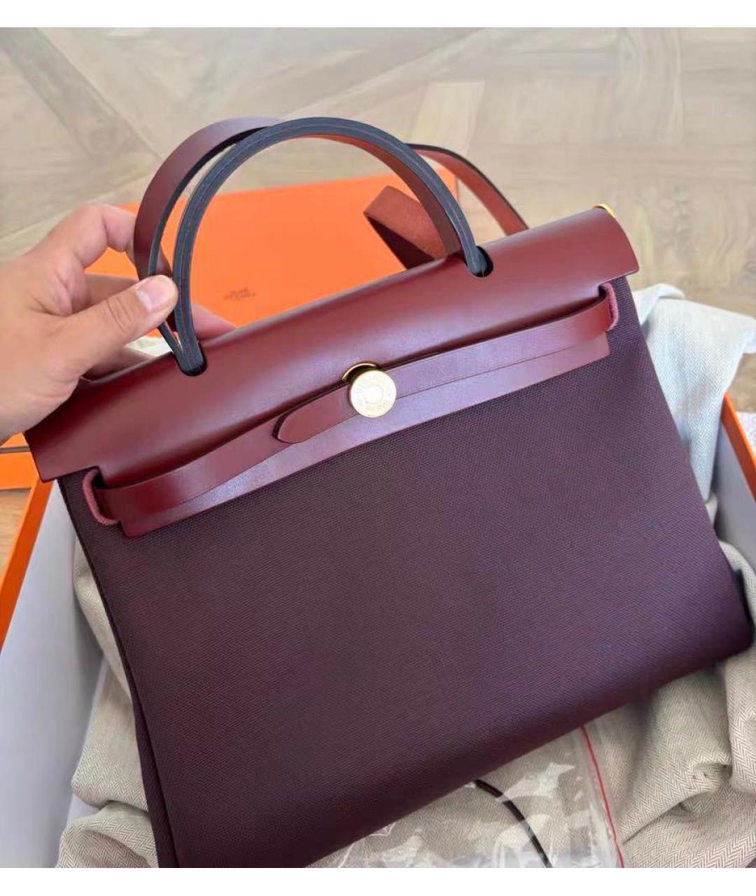 HERMES Бордовая кожаная сумка через плечо, фото 4